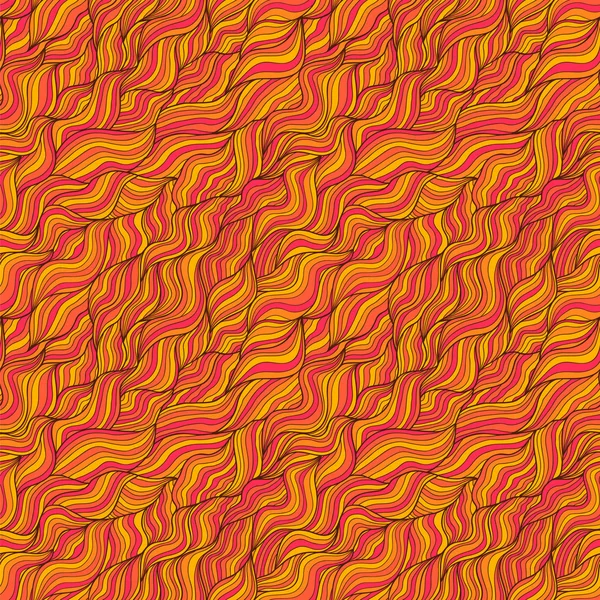 Abstract wavy vector seamless pattern, flamy red colors — Stock Vector