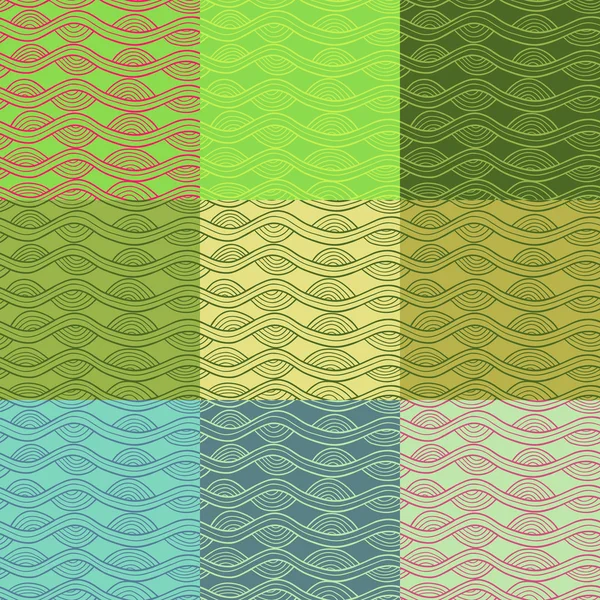 Abstract vector seamless pattern collection in retro colors. — Stock Vector