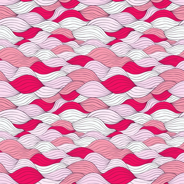 Abstrakt vågiga vektor seamless mönster av vitt och rosa nyanser — Stock vektor
