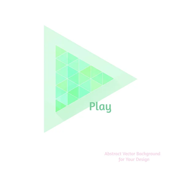 Fondo vectorial abstracto con botón "Play". Polígono plano estilizado — Vector de stock
