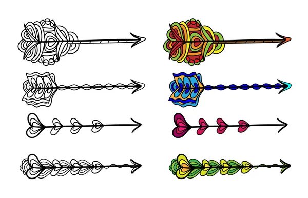 Reihe von Doodle künstlerischen Pfeilen — Stockvektor