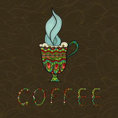 kahve fincanı desenli arka planda doodle. vektör çizim