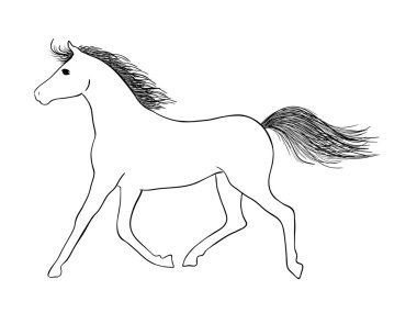 elle çizilmiş vektör at - yıl 2014 iz