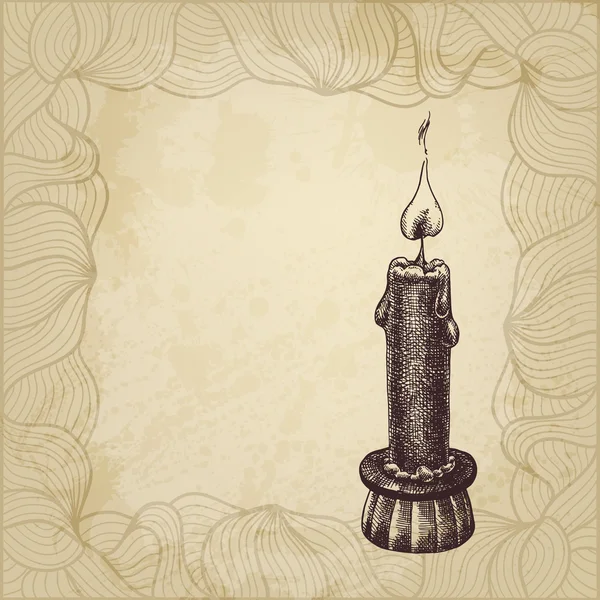 Künstlerische handgezeichnete Illustration mit Kerze und einem Platz für Sie — Stockvektor