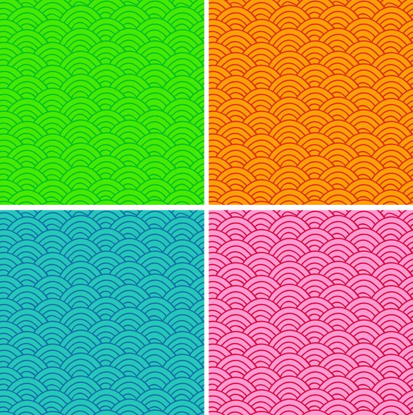カラフルな抽象的なベクトルのシームレスなパターンのセット — ストックベクタ