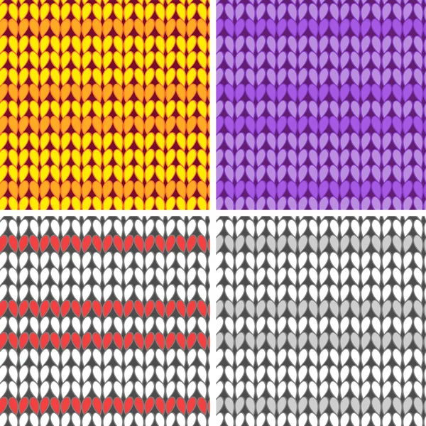 Knitting vector seamless patterns set — Stock Vector
