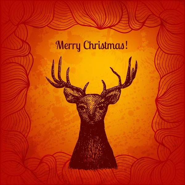 Illustration vectorielle colorée artistique. Cerf de Noël — Image vectorielle