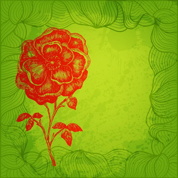 芸術的なベクトルの背景。インク ペン手描きの花 — ストックベクタ