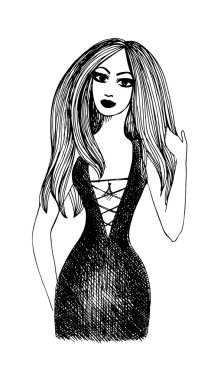 çizilen illüstrasyon vektör ver. parti kızı