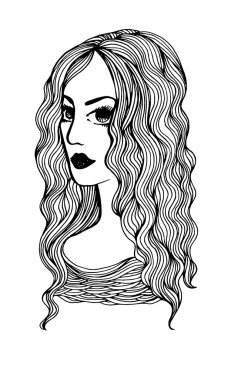 kız. vektör el çizilen illüstrasyon