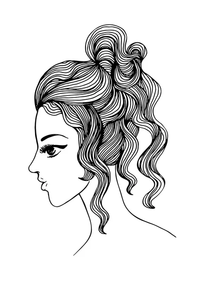 Zarif kız profil. tasarımınız için vektör çizim — Stok Vektör