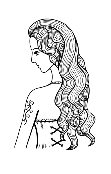 Черно-белая очертания девушки — стоковый вектор