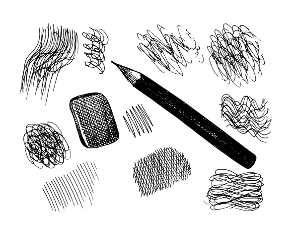 Vector pencil and scribbles. Sketch collection — Stock Vector