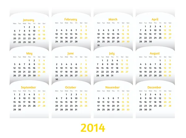 Style papier vectoriel. Calendrier 2014 — Image vectorielle