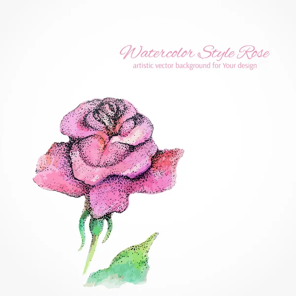 Aquarell handgezeichnete Rose. Vektorhintergrund — Stockvektor