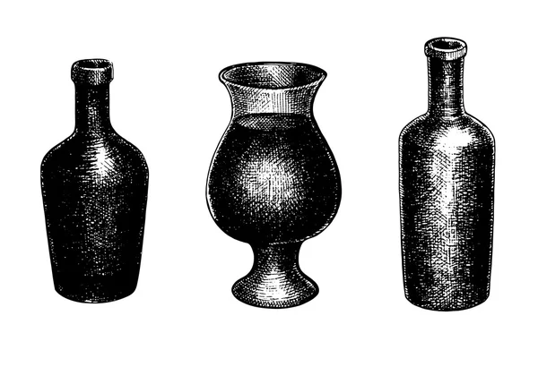 elle çizilmiş vektör şişe ve bir sürahi