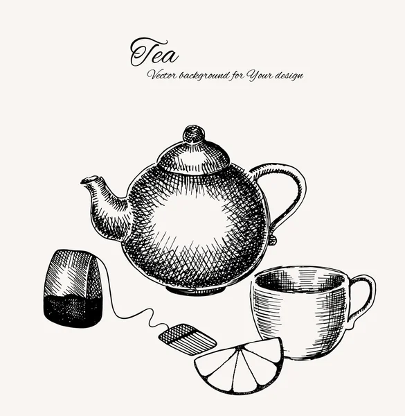 Vector fondo de té blanco y negro para su diseño — Vector de stock