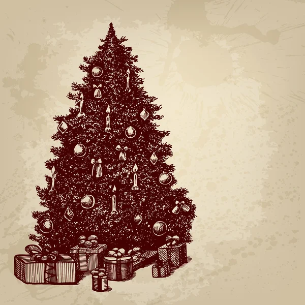 ビンテージ インク スタイル クリスマス カード。あなたの des のベクトルの背景 — ストックベクタ