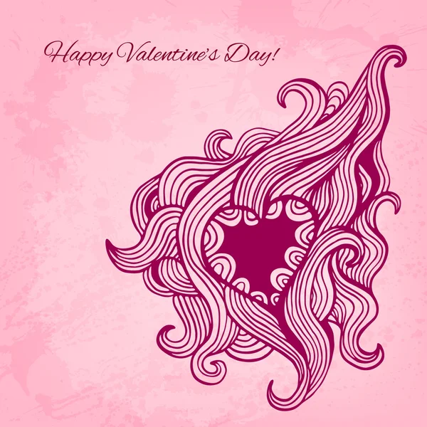 Artístico vetor valentine fundo com tinta estilo coração doodle — Vetor de Stock