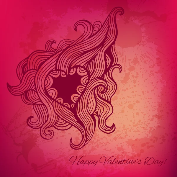 Kalp ile sanatsal vektör Sevgililer günü kartı doodle — Stok Vektör