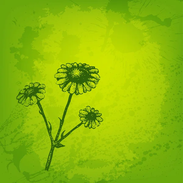 Carte vectorielle artistique avec fleur de style encre — Image vectorielle