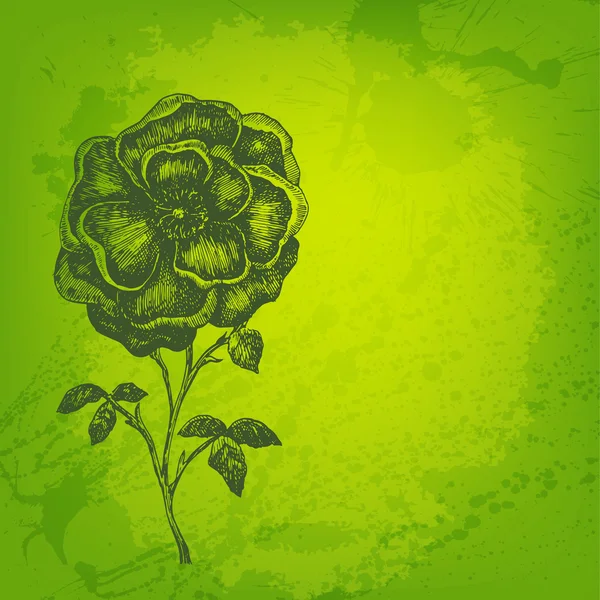Mürekkep stili çiçek ile sanatsal vektör kartı — Stok Vektör