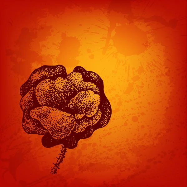Carte vectorielle artistique avec fleur de style encre — Image vectorielle