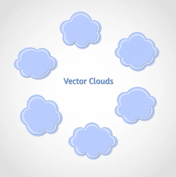 Set of textured vector clouds — Stock Vector