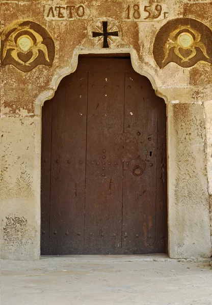 Old orthodox small church door — Stock Photo, Image