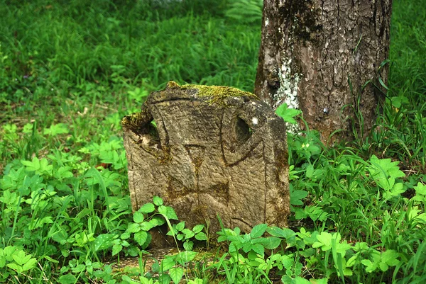フォレスト内のキリスト教の墓石 — ストック写真