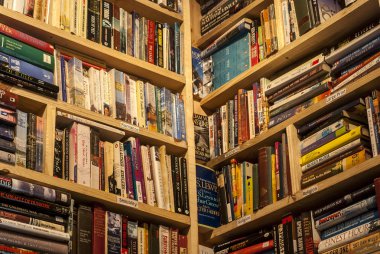 Secondhand bookstore shelves corner clipart