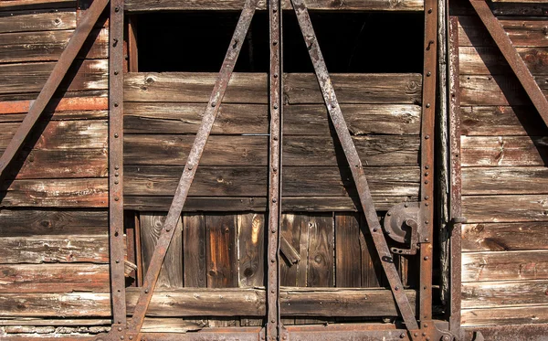 Staré železniční dřevěné vůz strana — Stock fotografie