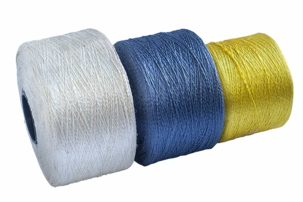 Colored silk yarn rolled on coils — Stock Photo, Image