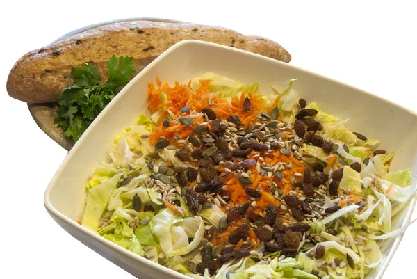 Ekmek ve salata kasesi — Stok fotoğraf