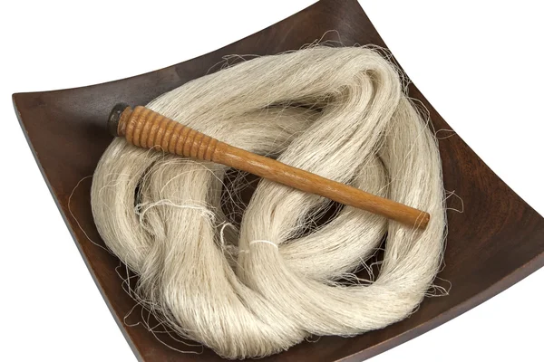 Raw silk yarn and spools — Stock Photo, Image