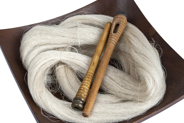 Raw silk yarn and spools — Stock Photo, Image