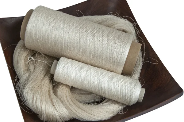 Silk yarn skein and bobbins — Stock Photo, Image