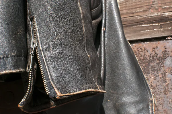 Leather jacket sleeve closeup