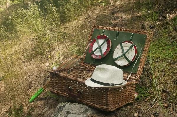 Flätade picknick resväska — Stockfoto