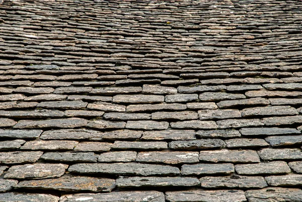 Alte Steinplatten Ziegel Dach Nahaufnahme Als Stein Hintergrund — Stockfoto