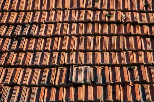 Starý Venkovský Venkovský Dům Keramické Kachlová Střecha Detailní — Stock fotografie