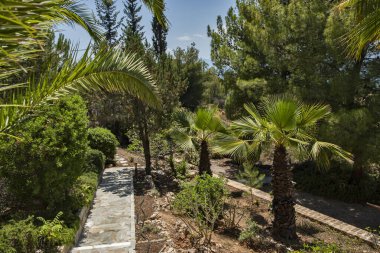 Tropik ev bahçeleri güneşli yaz günlerinde kapanıyor.