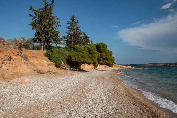 Mediterraneon Pebble Beach Calm Sea Waters Landscape — Stock Photo, Image
