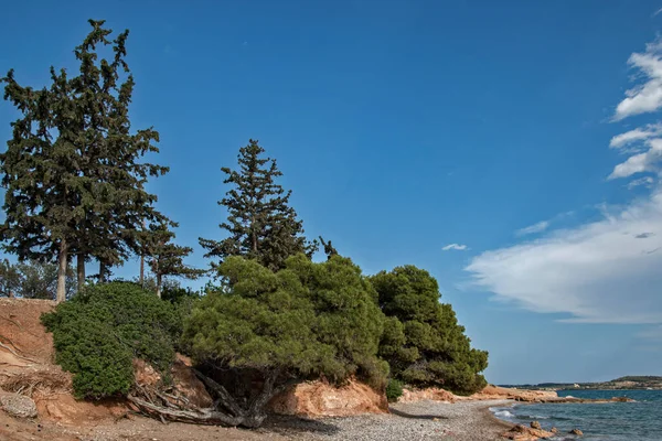 Morze Śródziemne Żwirowa Plaża Spokojne Morze Wody Krajobraz — Zdjęcie stockowe
