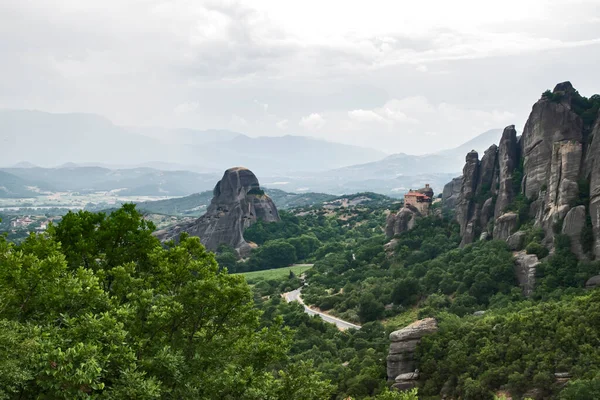 Landscape Giant Steep Rocks Area Meteora Greece — Stok fotoğraf