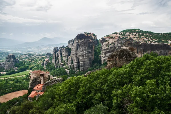 Landscape Giant Steep Rocks Area Meteora Greece — Fotografia de Stock