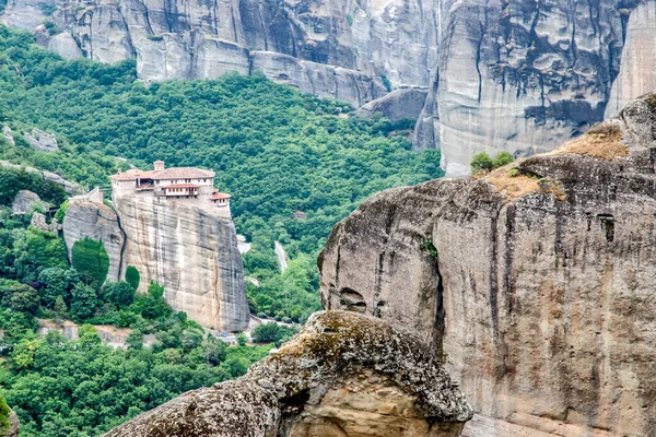 Landscape Monastery Giant Steep Rocks Area Meteora Greece — Fotografia de Stock