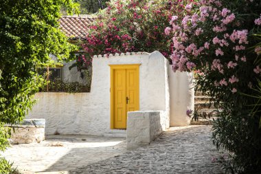 Street in small mediterranean town in sunny summer day