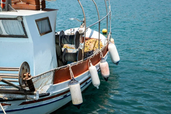 Vintage Fishing Boat Detail Closeup Sunny Day — Foto Stock