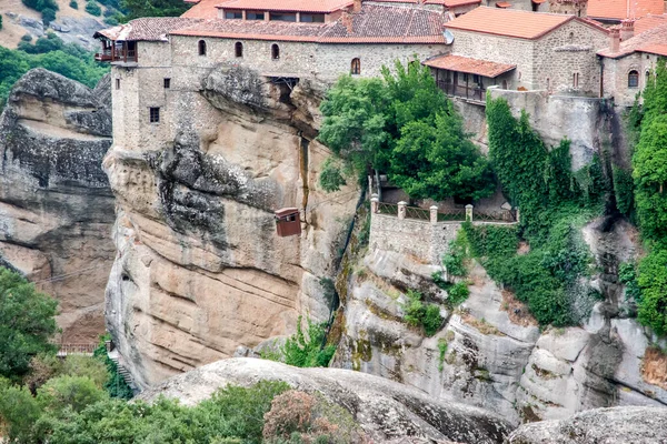 Landscape Monastery Giant Steep Rocks Area Meteora Greece — Zdjęcie stockowe